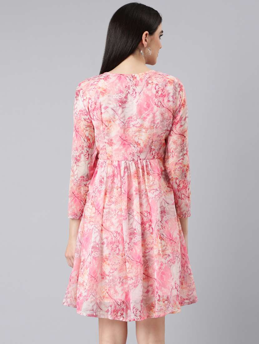 pink floral fit & flare dress - 20383423 - Standard Image - 2