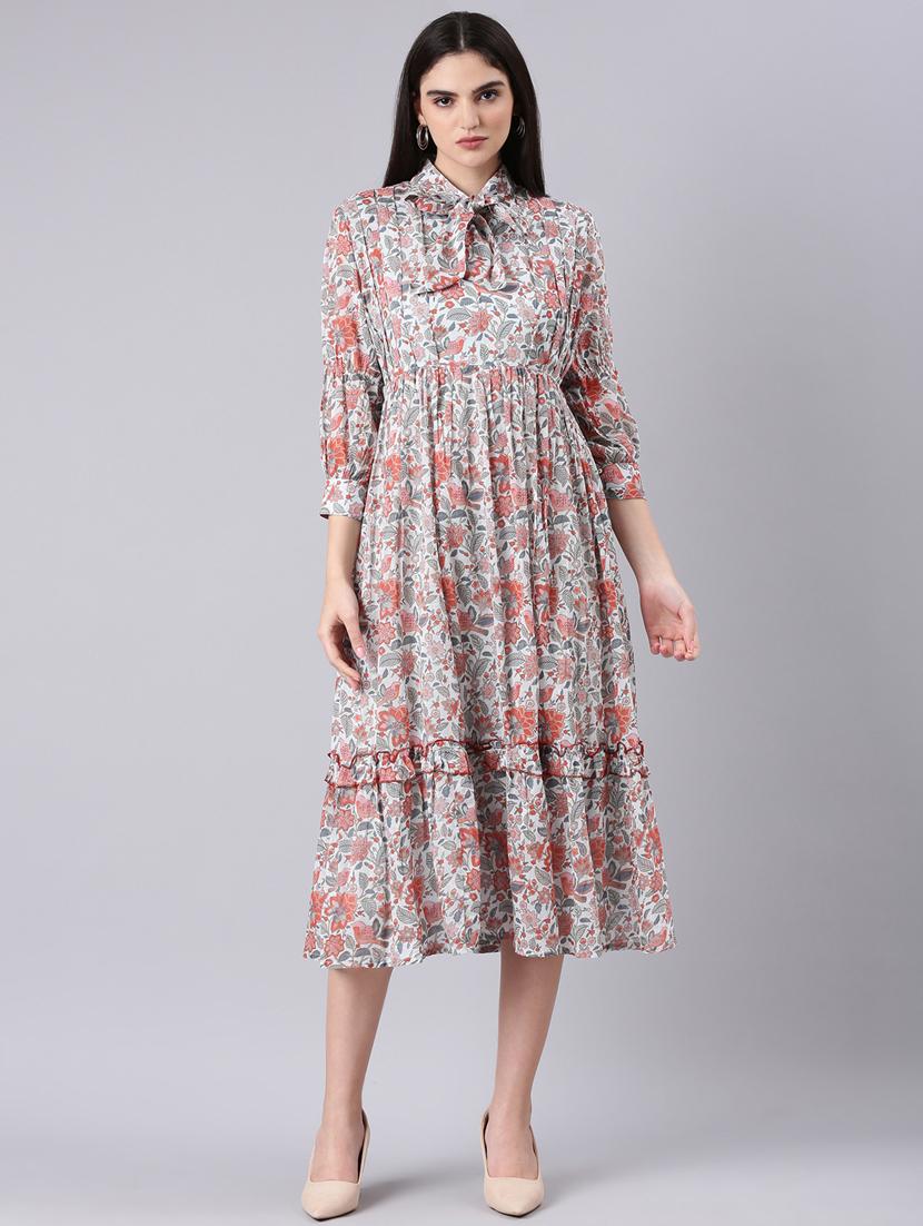 white floral a-line dress - 20383425 - Zoom Image - 0