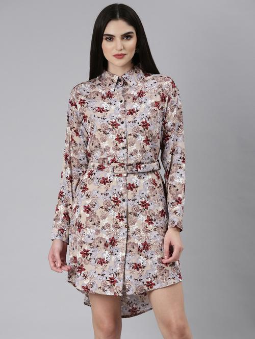 women multi color printed cotton shirt dress - 20383435 - Standard Image - 0