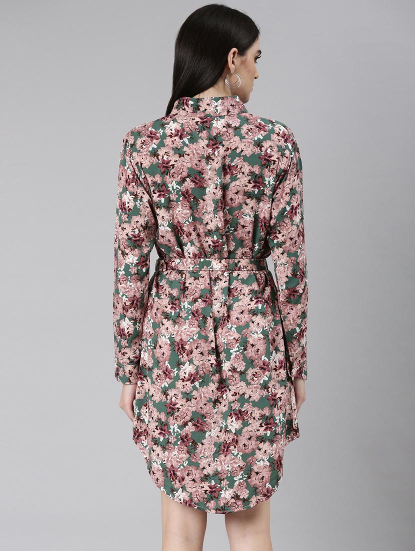 olive floral shirt dress - 20383436 - Standard Image - 2