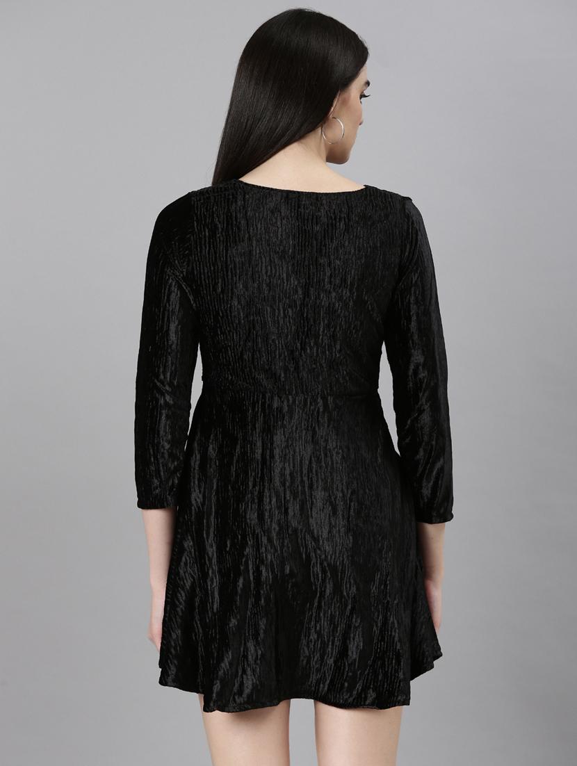 black self design skater dress - 20383443 - Standard Image - 2