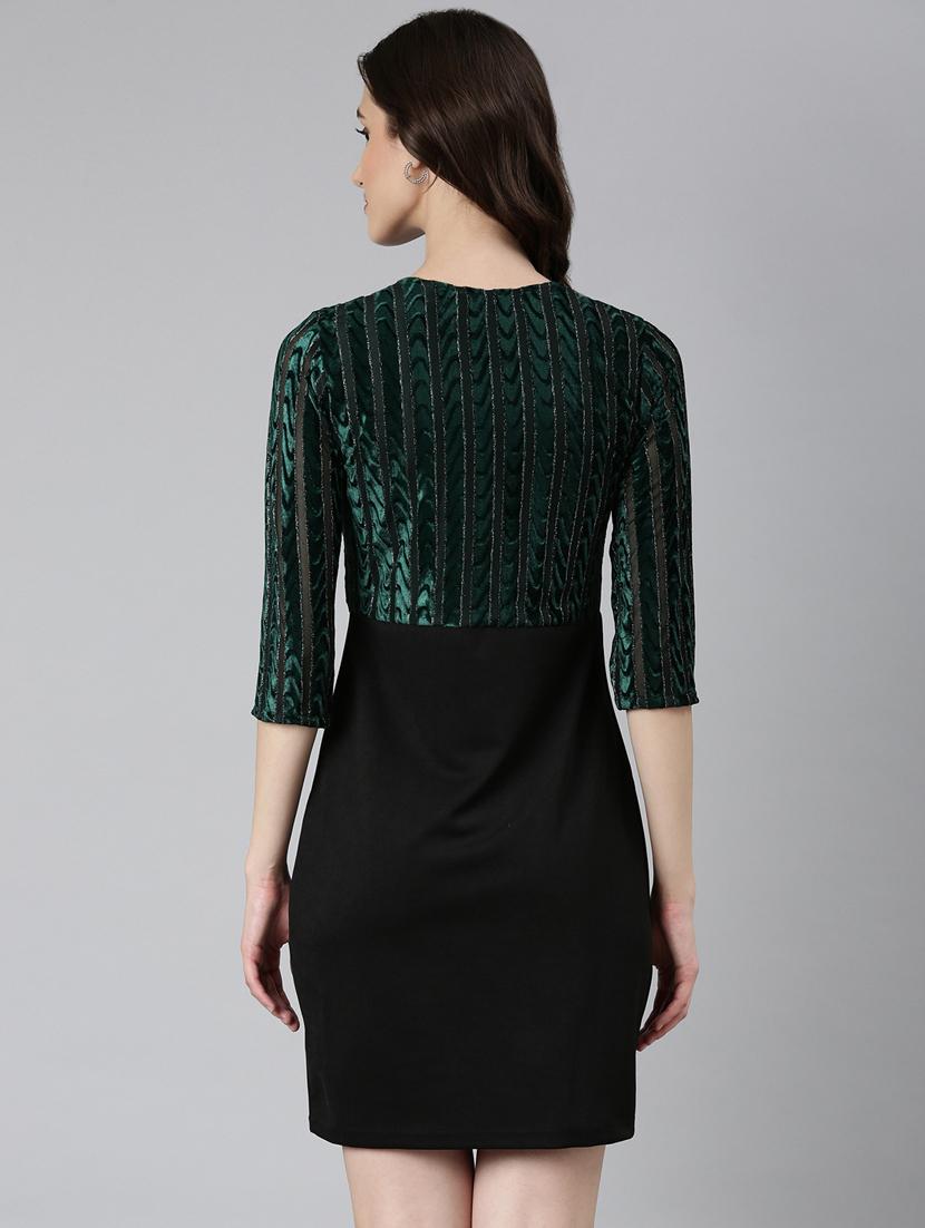green self designed bodycon dress - 20383445 - Standard Image - 2