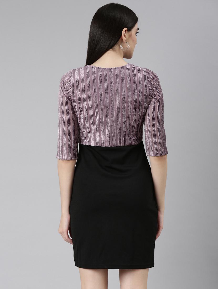 purple self designed bodycon dress - 20383447 - Standard Image - 2