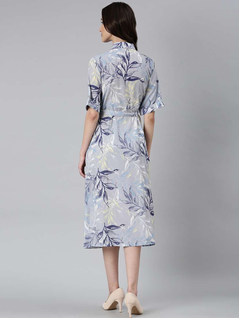grey tropical printed wrap dress - 20383463 - Standard Image - 2