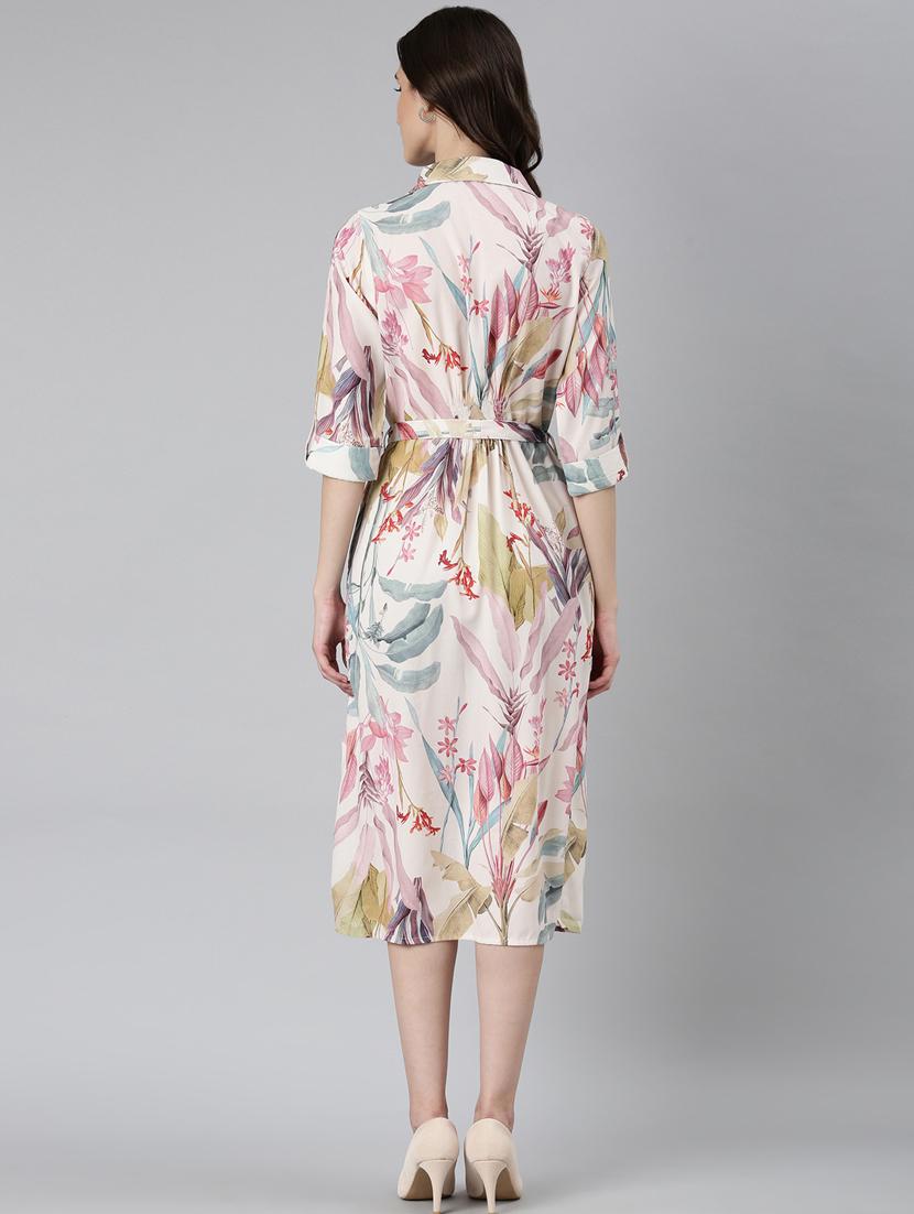 women multi color printed cotton shirt dress - 20383464 - Standard Image - 2