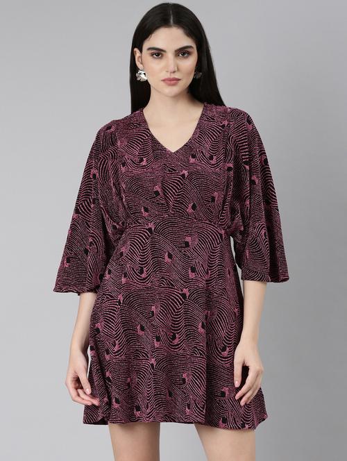 pink self design a-line dress - 20383467 -  Standard Image - 0
