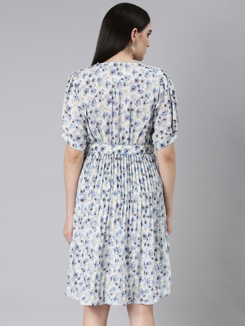 off white floral fit & flare dress - 20383469 - Standard Image - 2