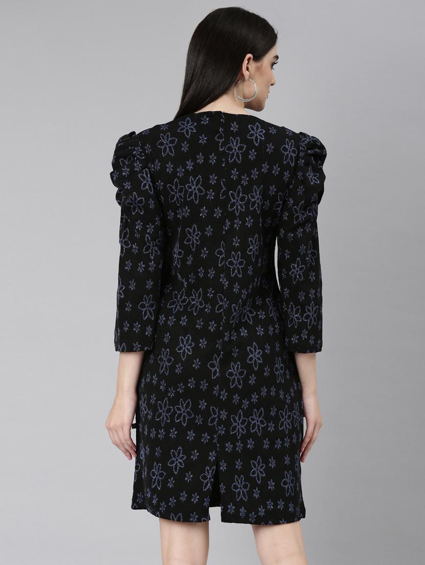 black self design shift dress - 20383472 - Standard Image - 2