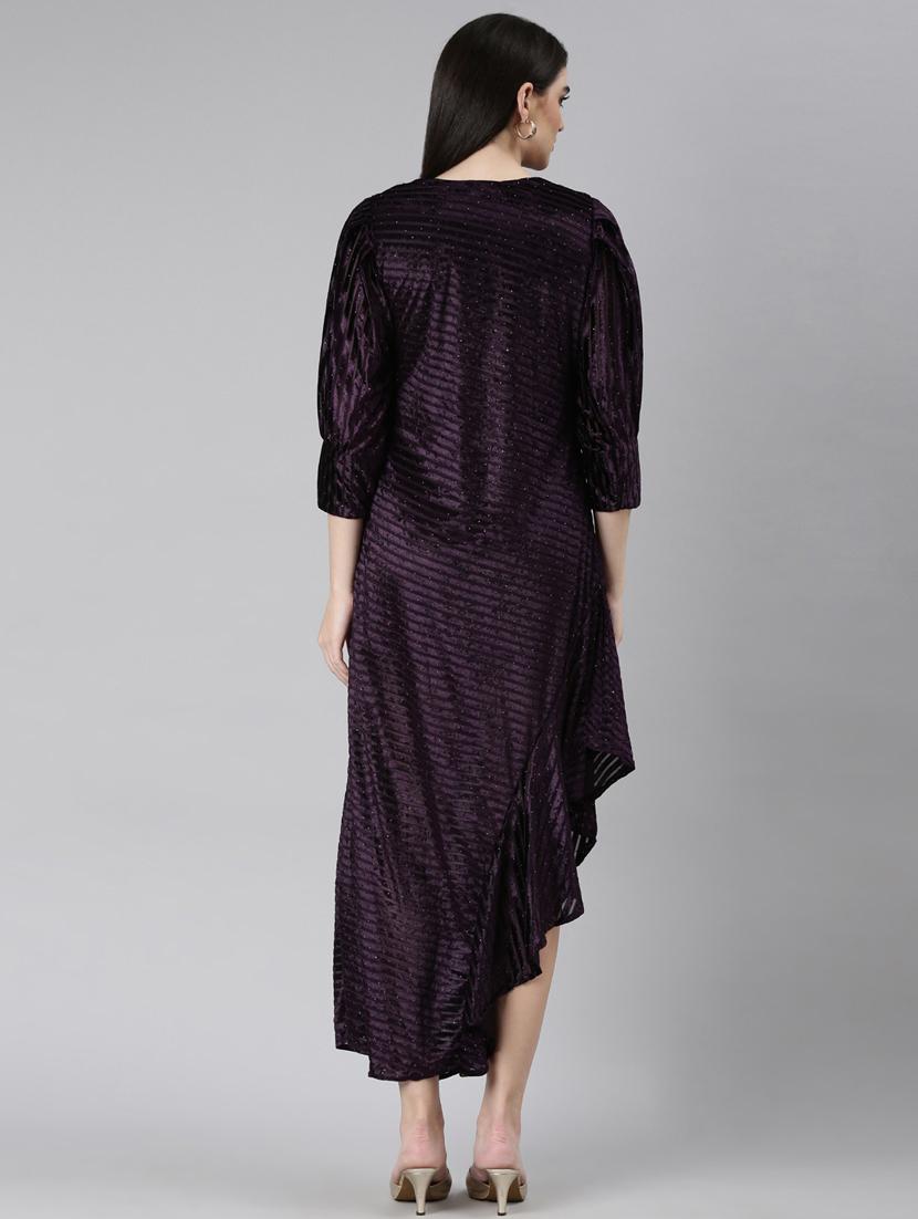 purple embellished asymmetric dress - 20383479 - Standard Image - 2