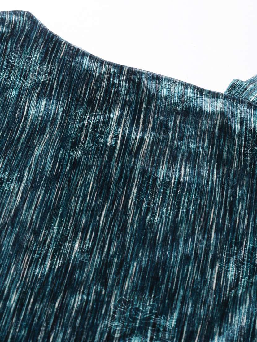 teal self designed bodycon dress - 20383481 -  Standard Image - 7