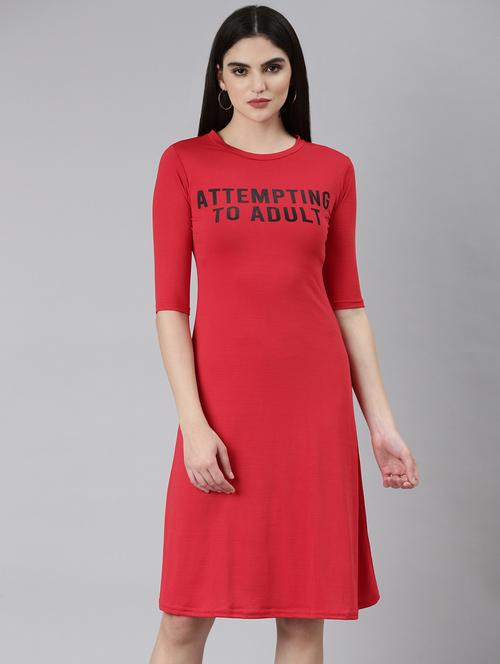 women red cotton a-line dress - 20383486 -  Standard Image - 0