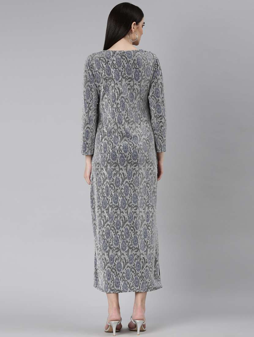 silver self design wrap dress - 20383492 -  Standard Image - 2