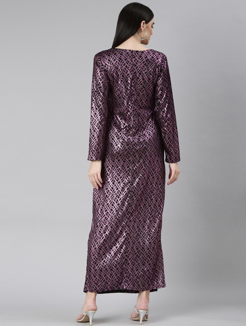 black foil print gown dress - 20383495 - Standard Image - 2