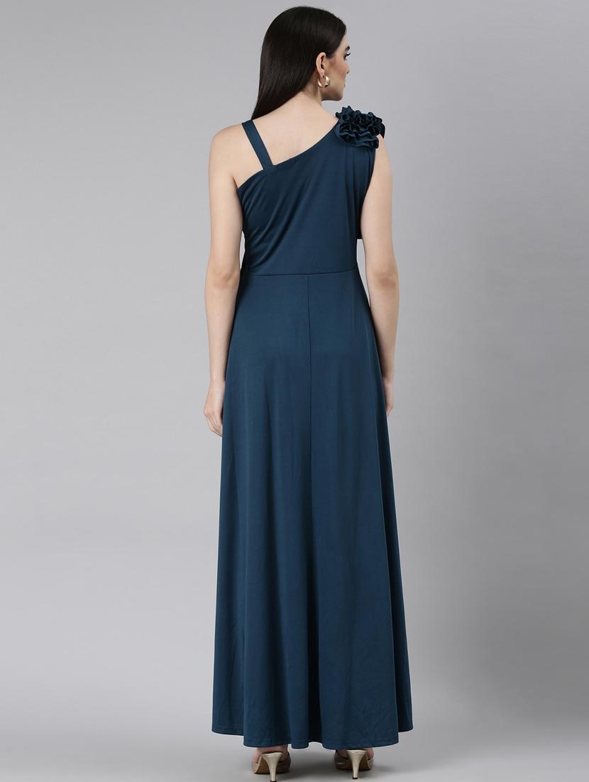 teal solid gown dress - 20383498 - Standard Image - 2