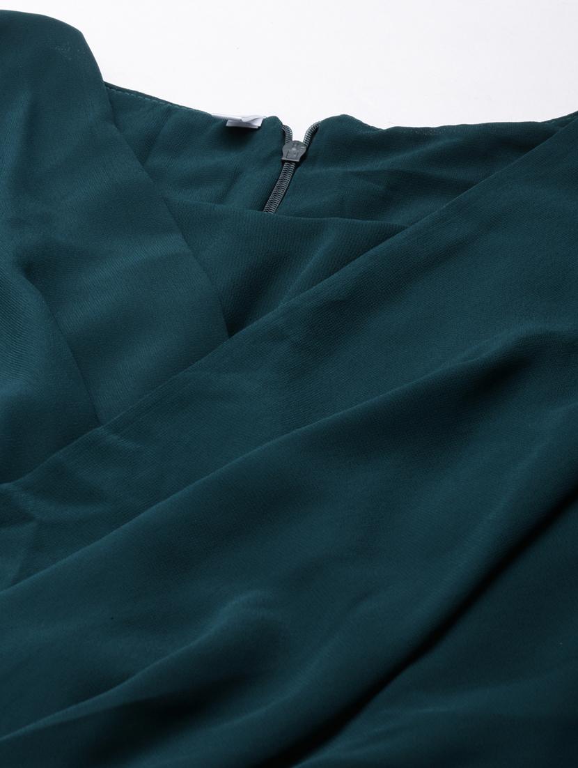 teal solid gown dress - 20383499 - Standard Image - 7