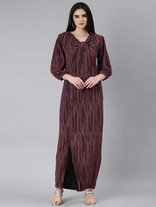 black solid with work gown dress - 20383502 - Standard Image - 0