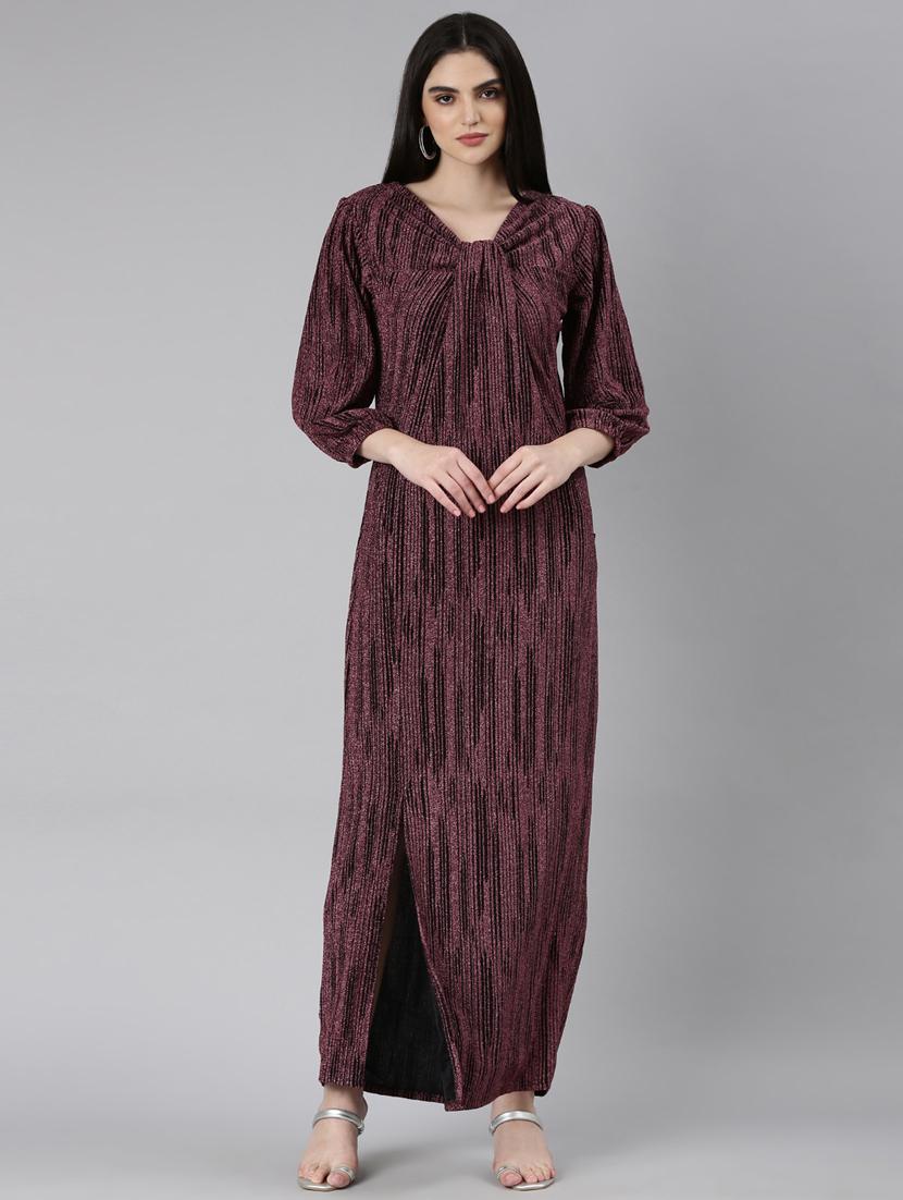 black solid with work gown dress - 20383502 - Zoom Image - 0