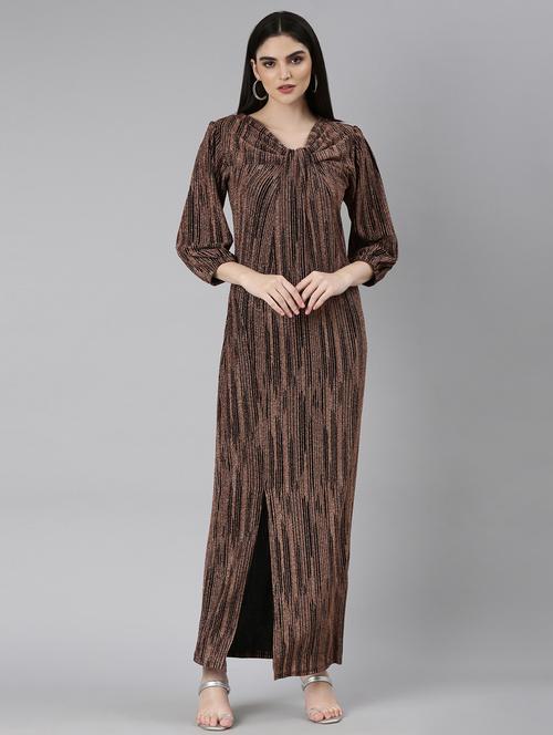 women brown nylon gown dress - 20383503 - Standard Image - 0