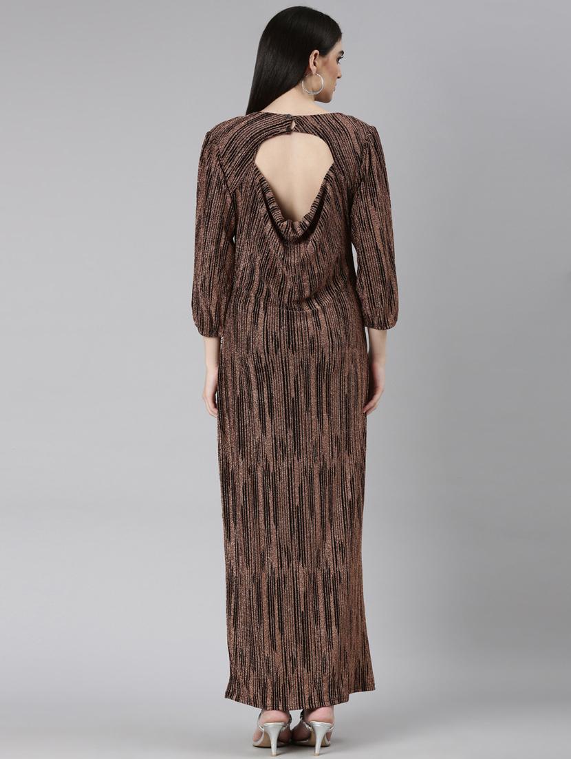 women brown nylon gown dress - 20383503 - Standard Image - 2