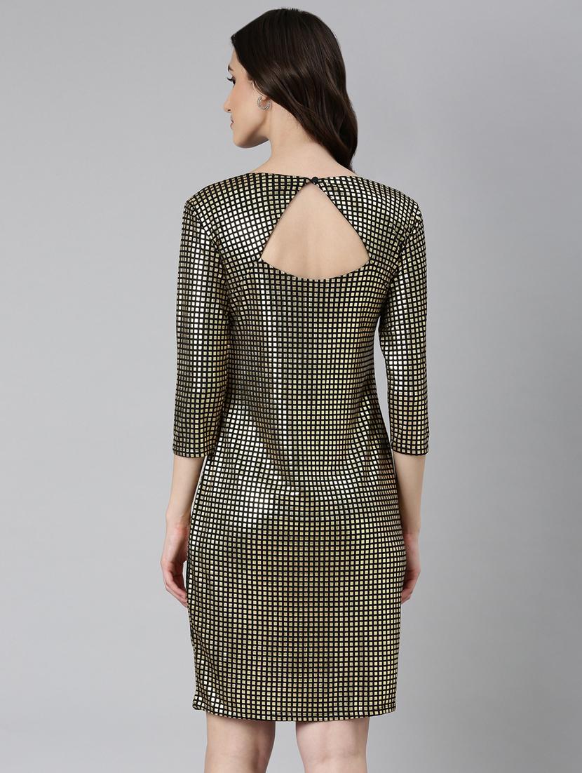 gold foil print bodycon dress - 20383516 - Standard Image - 2