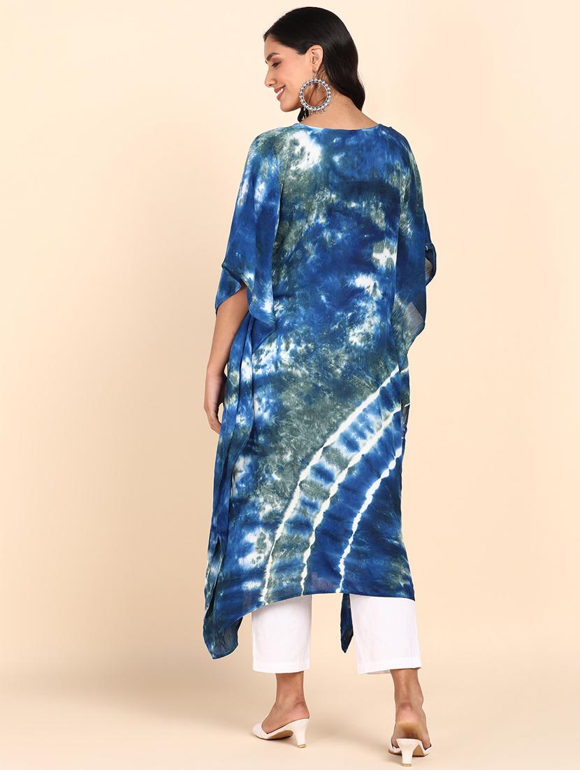 women multi color tie n dye rayon tunics kaftan - 20383719 - Standard Image - 2