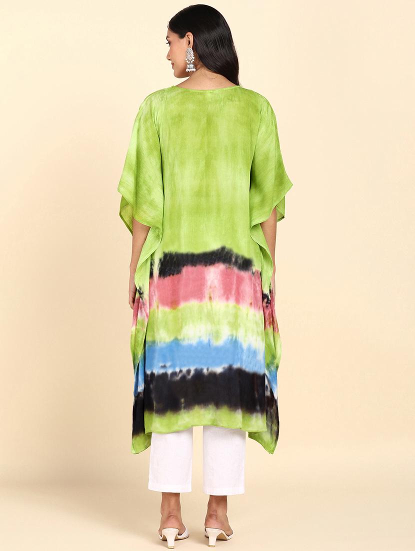 women multi color tie n dye rayon tunics kaftan - 20383720 - Standard Image - 2