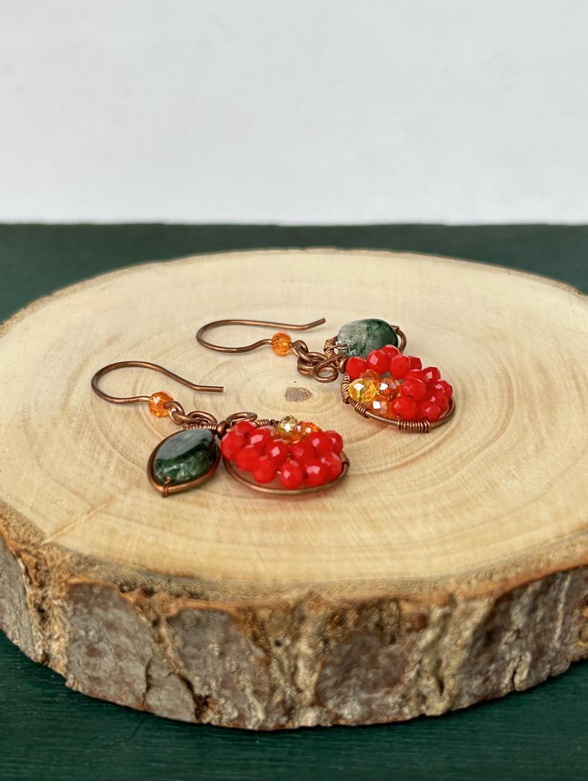 red copper drop earrings - 20383776 -  Zoom Image - 0