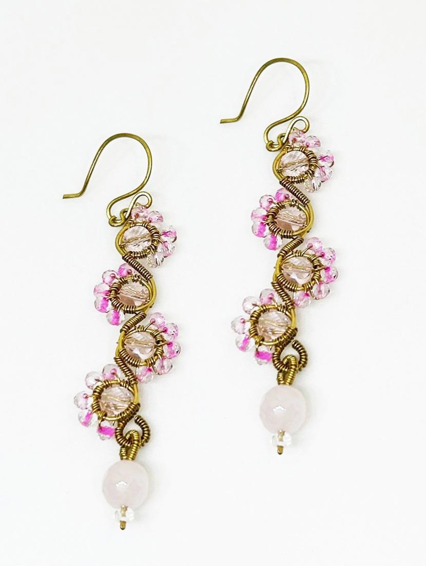 pink brass drop earring - 20383777 - Zoom Image - 0