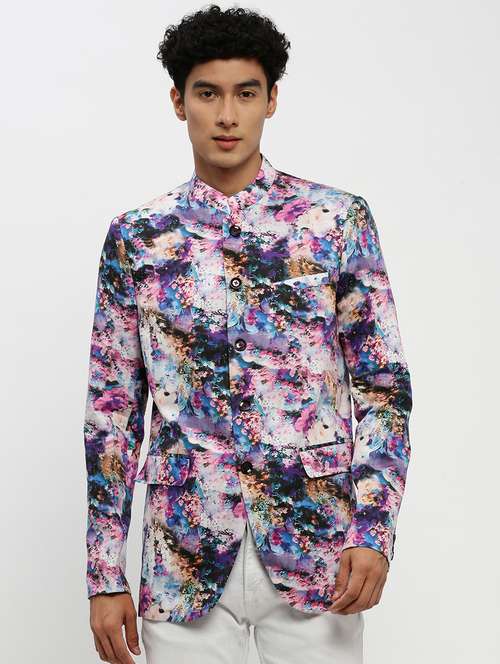 men multi colored printed cotton blend bandhgalas casual blazer - 20383863 -  Standard Image - 0