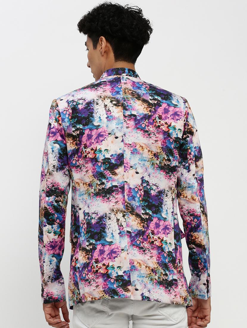 men multi colored printed cotton blend bandhgalas casual blazer - 20383863 - Standard Image - 2