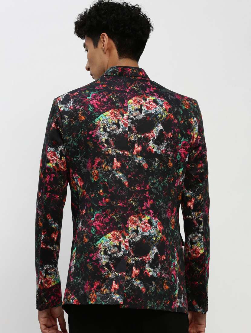 men multi colored printed cotton blend single breasted casual blazer - 20383873 -  Standard Image - 2