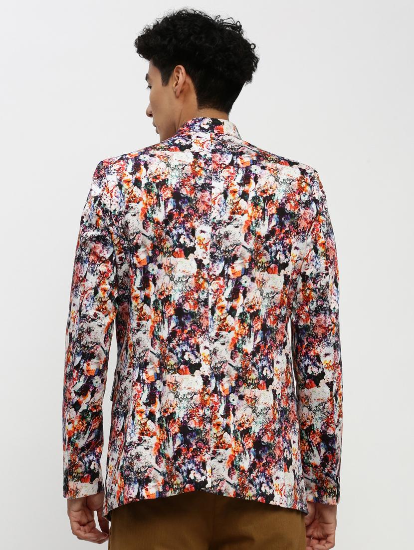 men multi colored printed cotton blend bandhgalas casual blazer - 20383874 - Standard Image - 2