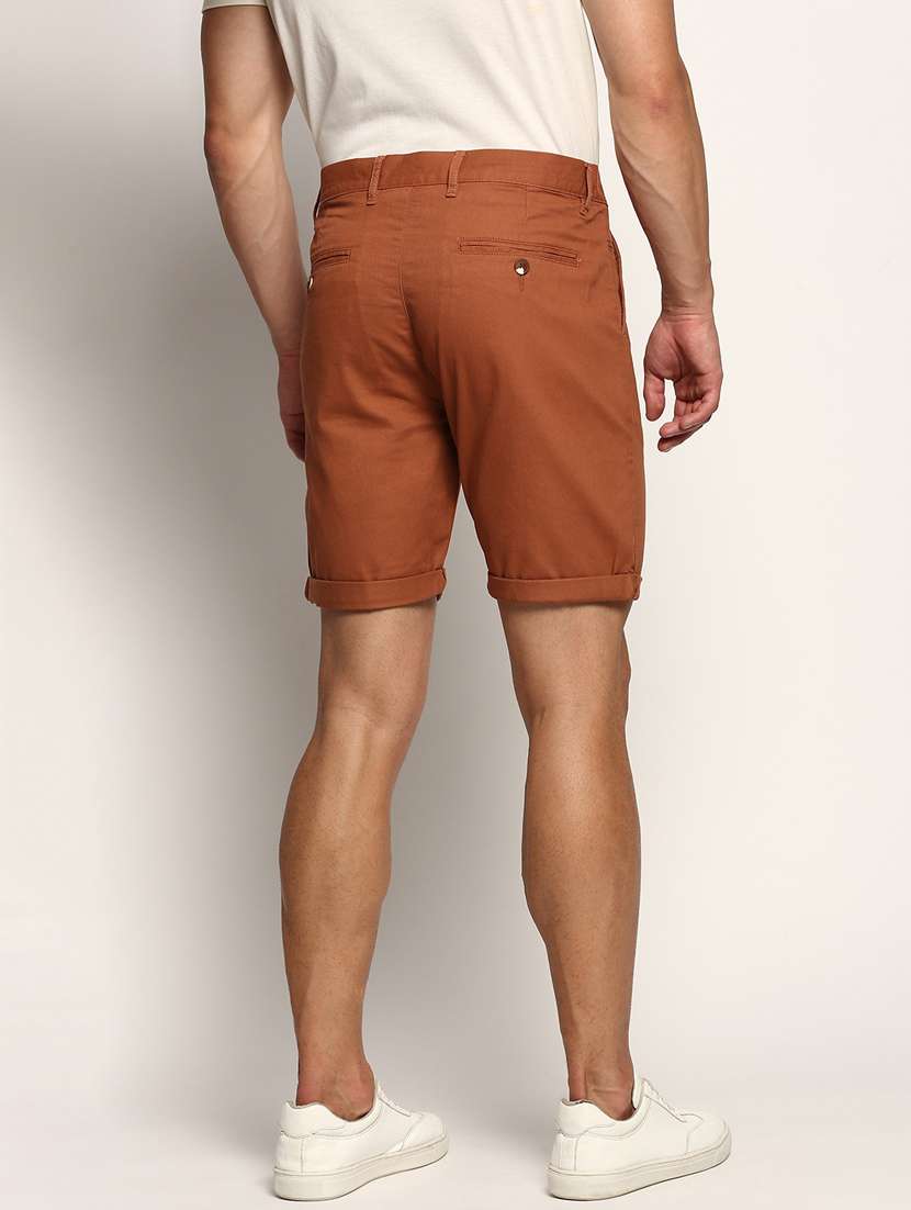 men bronze colored solid cotton blend short - 20383894 - Standard Image - 2