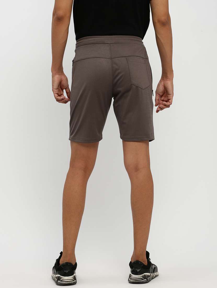 men taupe placement print slim fit cotton blend shorts - 20383910 -  Standard Image - 2
