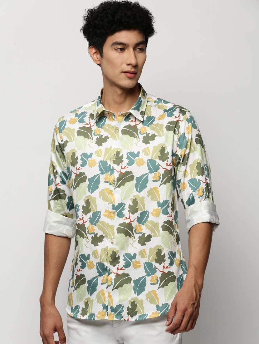 men multi color printed cotton blend casual shirt