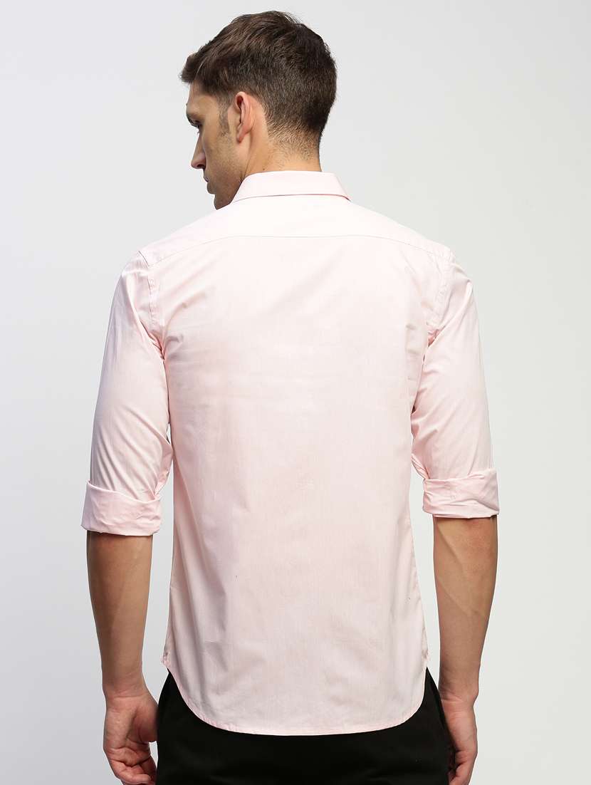 men pink solid cotton blend casual shirt - 20383940 - Standard Image - 2