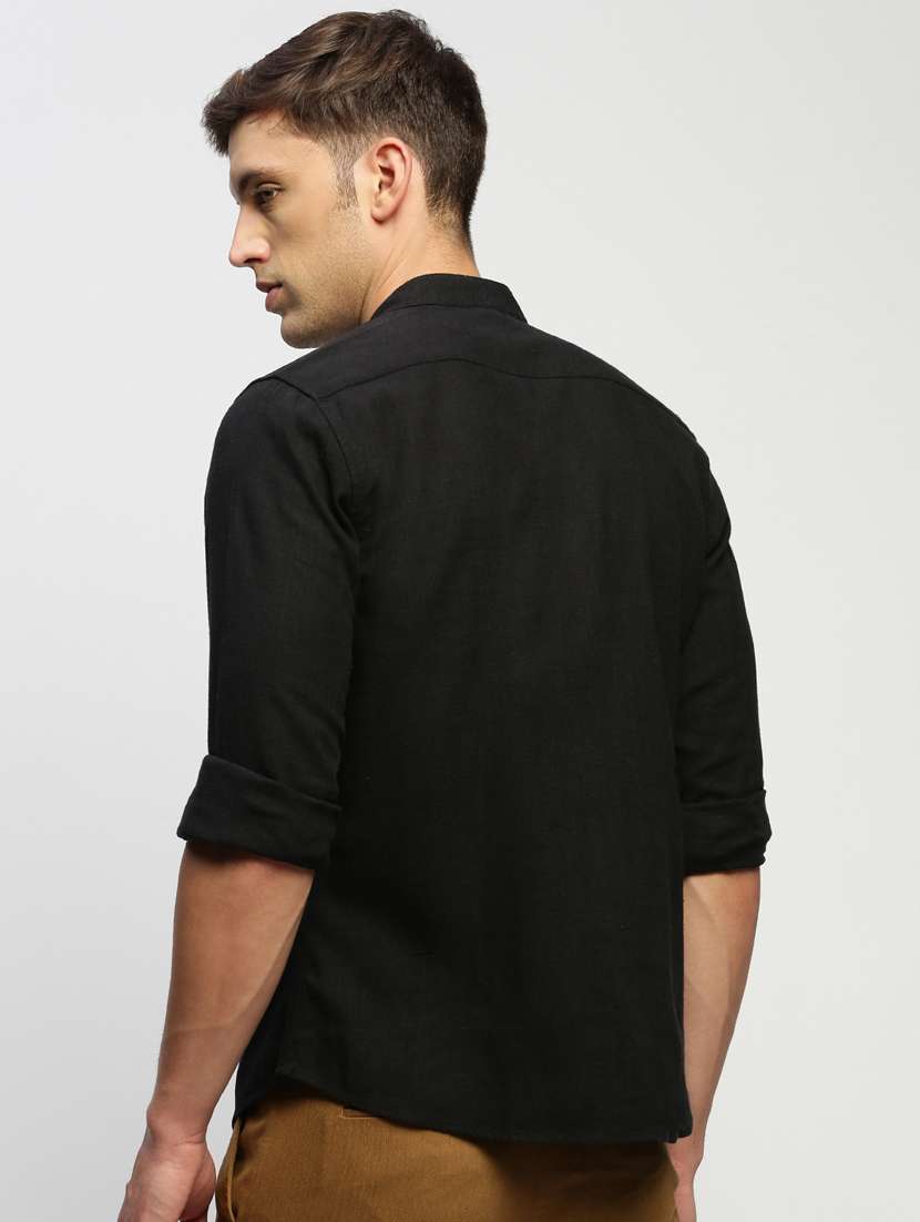 black cotton blend casual shirt - 20383950 -  Standard Image - 2