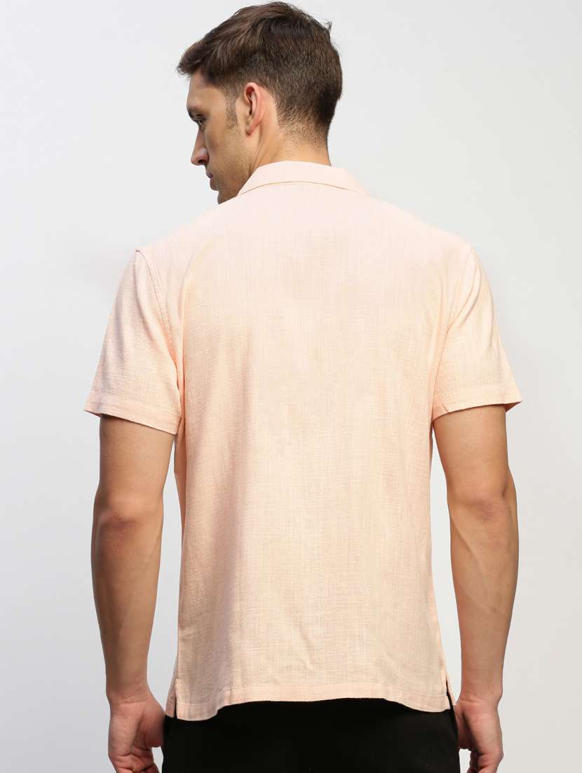 men peach cotton blend casual shirt - 20383958 -  Standard Image - 2