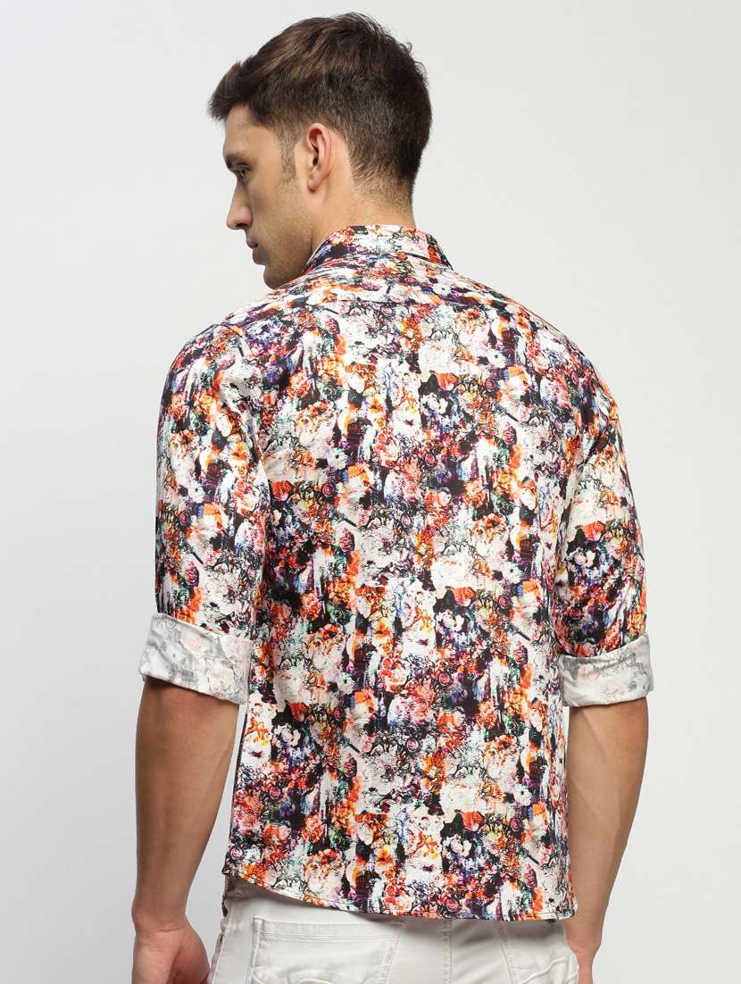 men multi colored abstract print cotton blend casual shirt - 20383966 -  Standard Image - 2