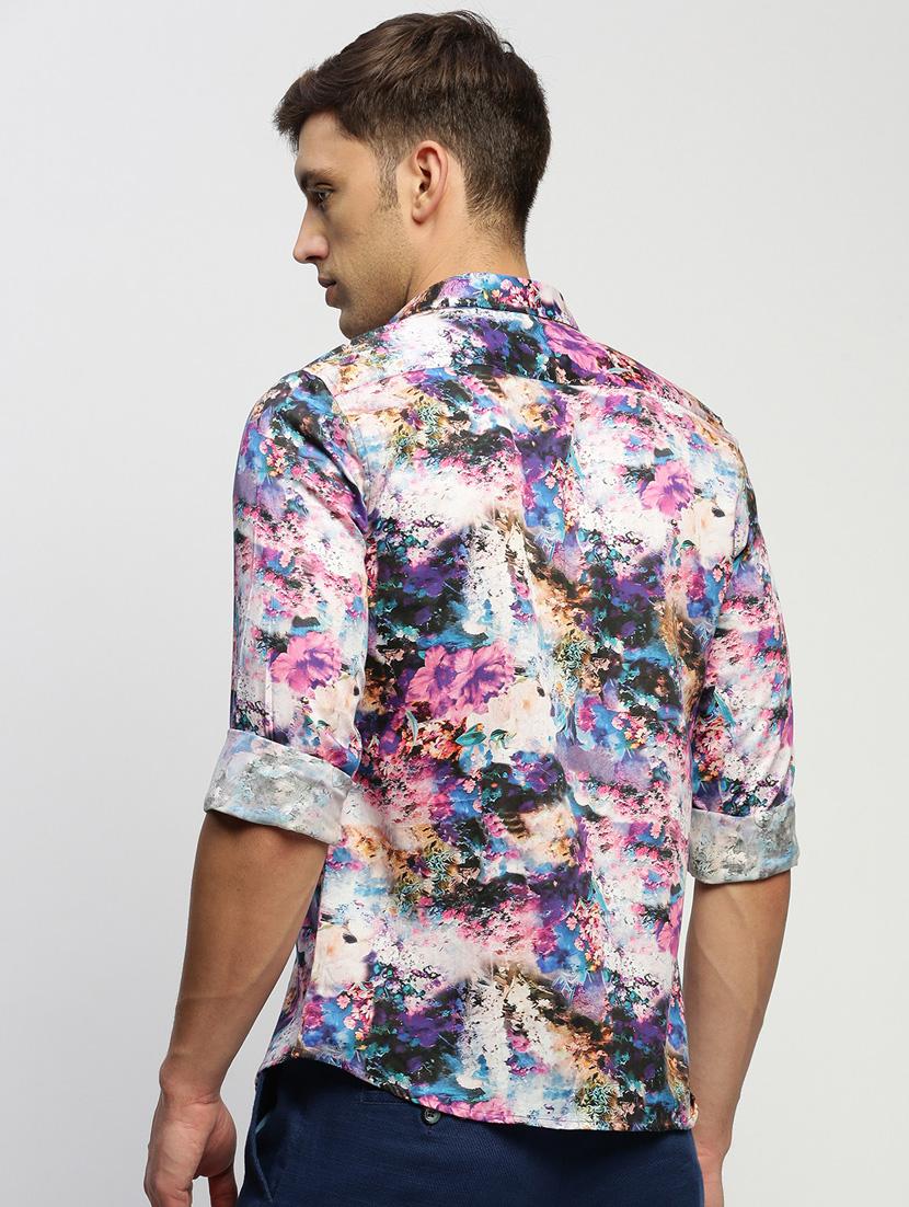men multi colored abstract print cotton blend casual shirt - 20383968 - Standard Image - 2