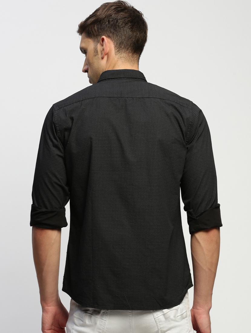 men black checkered cotton blend casual shirt - 20383991 - Standard Image - 2