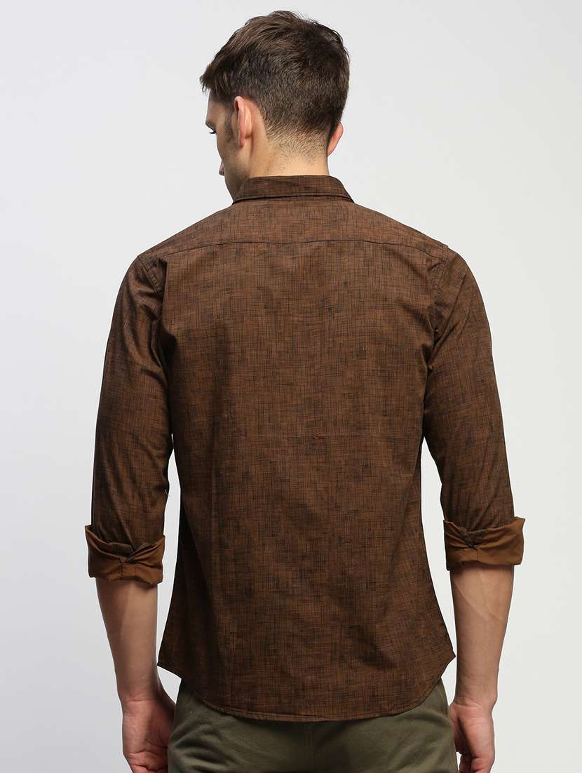 men brown cotton blend casual shirt - 20383993 -  Standard Image - 2