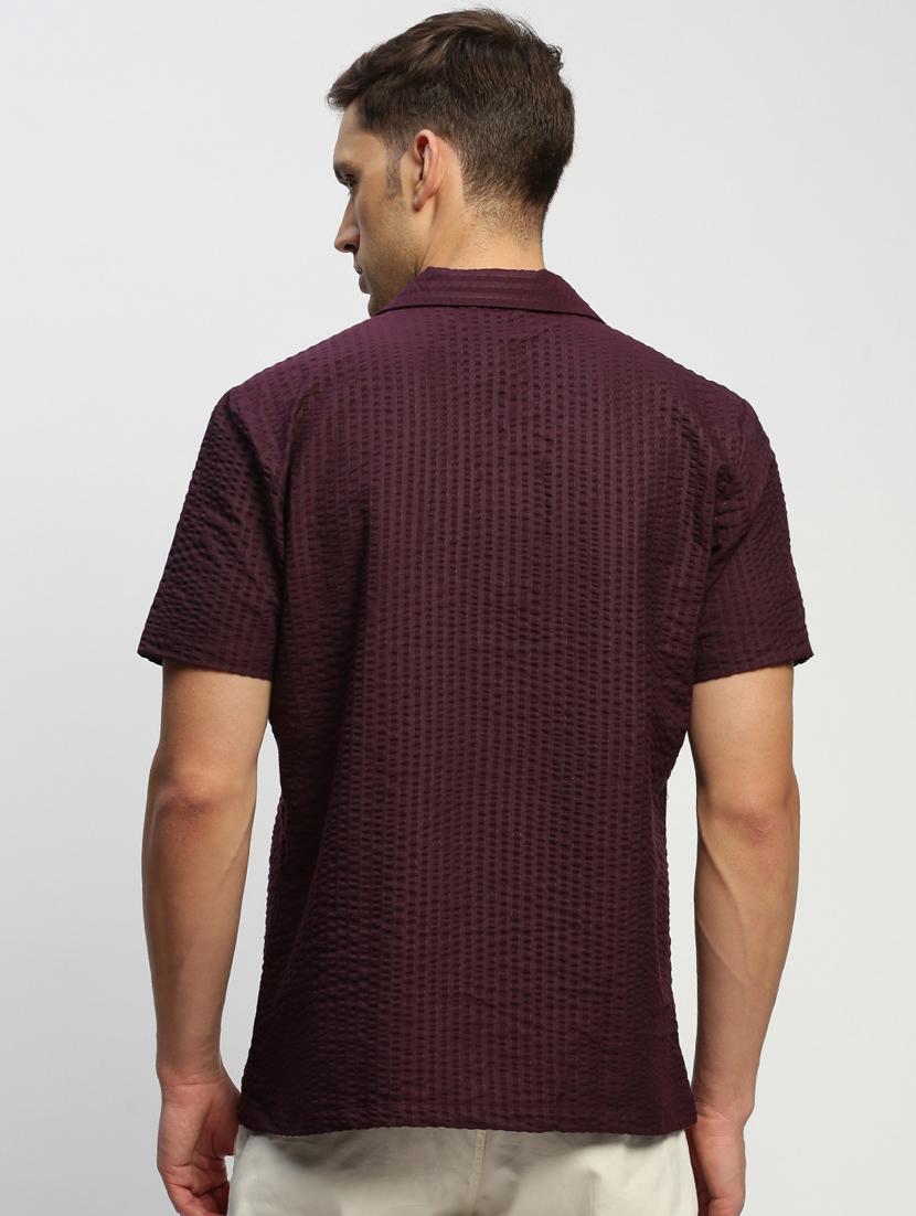 men purple self design cotton blend casual shirt - 20383998 - Standard Image - 2