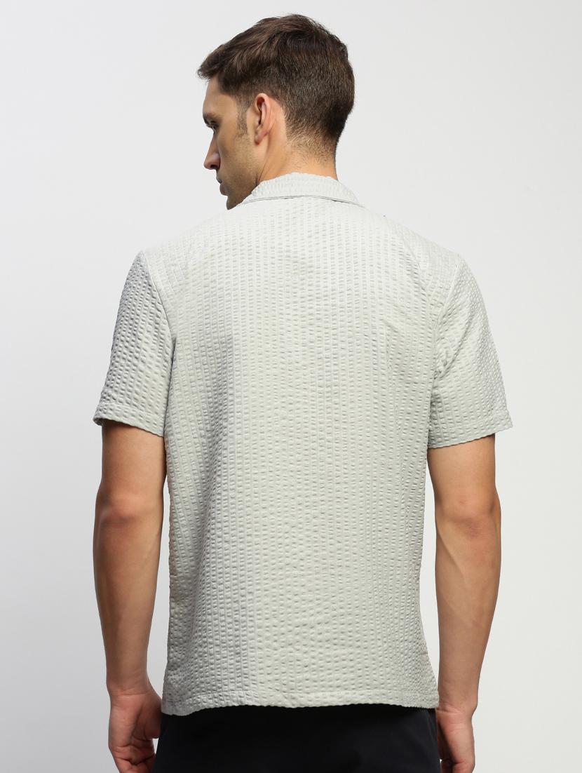 men self designed grey slim fit cotton blend casual shirt - 20384004 - Standard Image - 2
