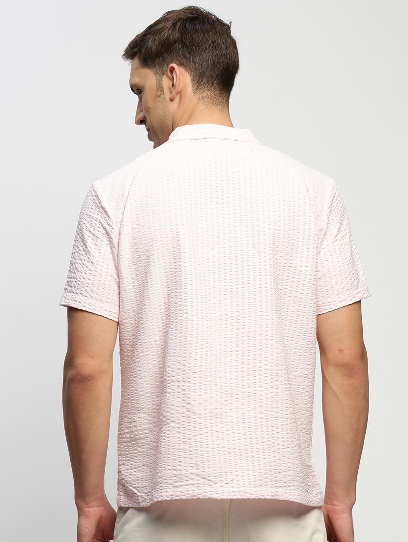 men pink self design cotton blend casual shirt - 20384007 - Standard Image - 2