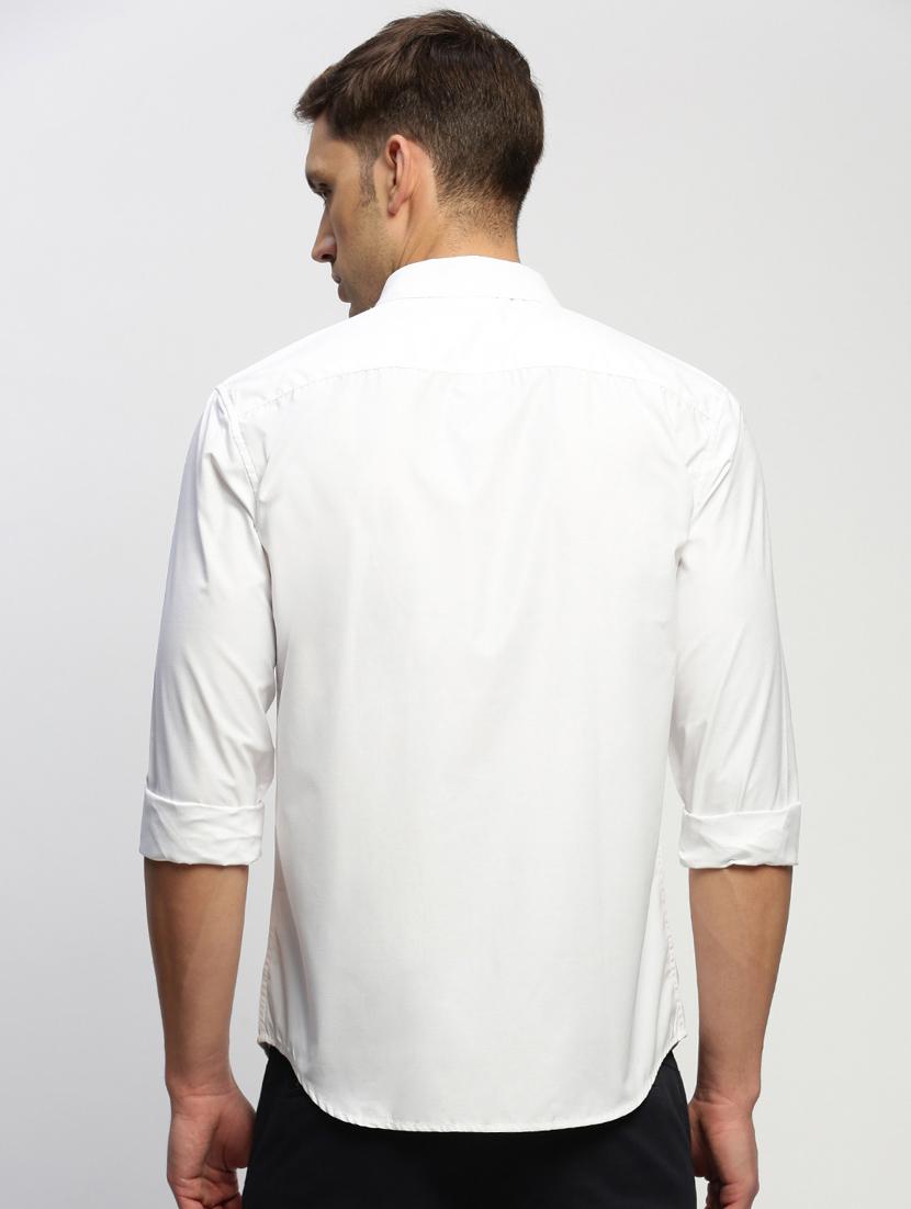 men white solid cotton blend casual shirt - 20384025 - Standard Image - 2