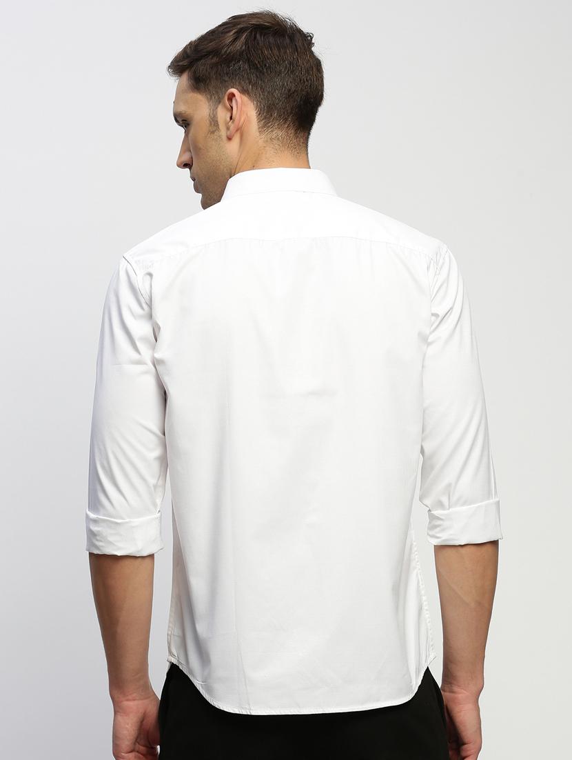 men white solid cotton blend casual shirt - 20384026 - Standard Image - 2