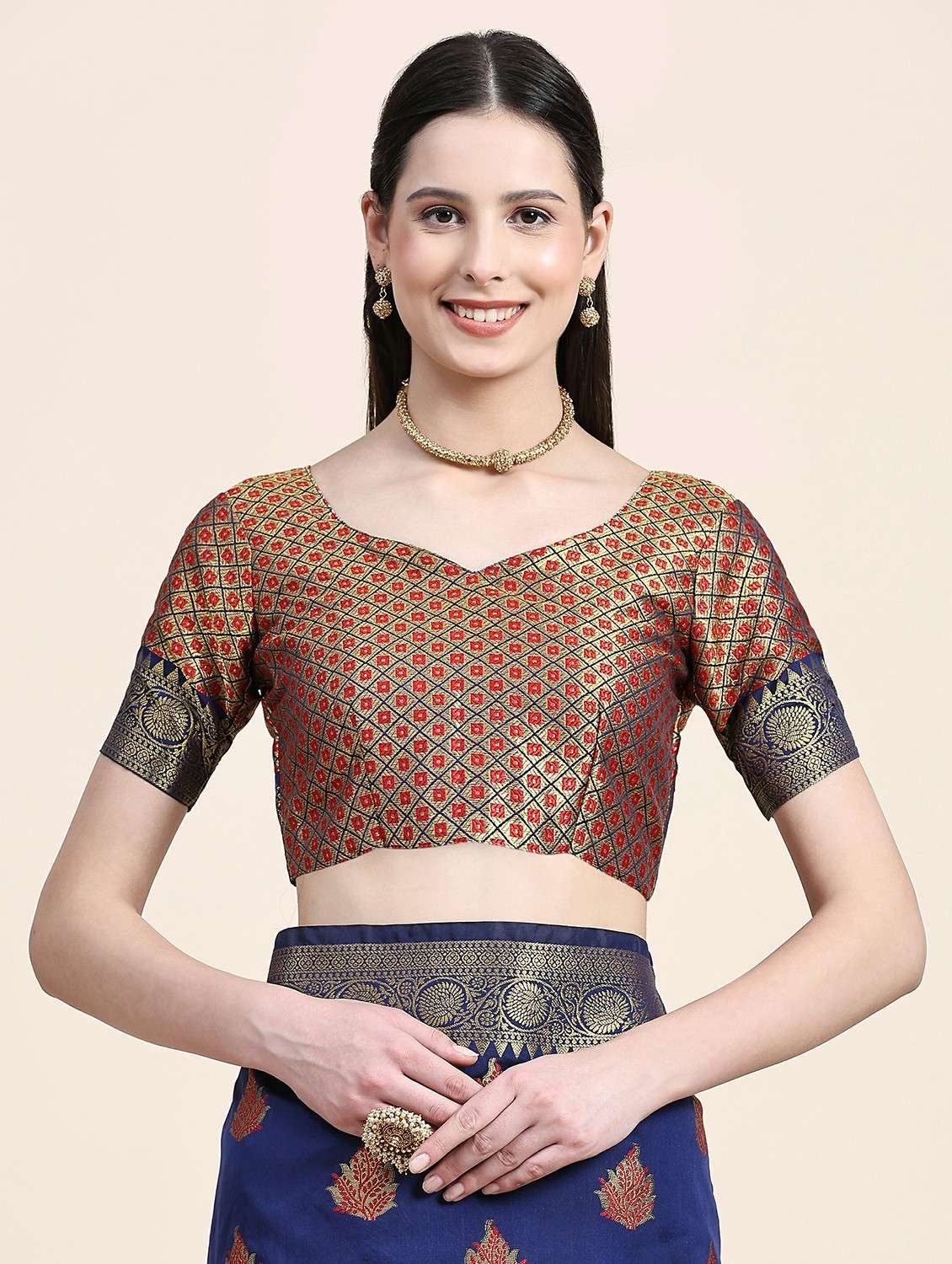 women's self design navy blue colored saree - 20384088 -  Standard Image - 2