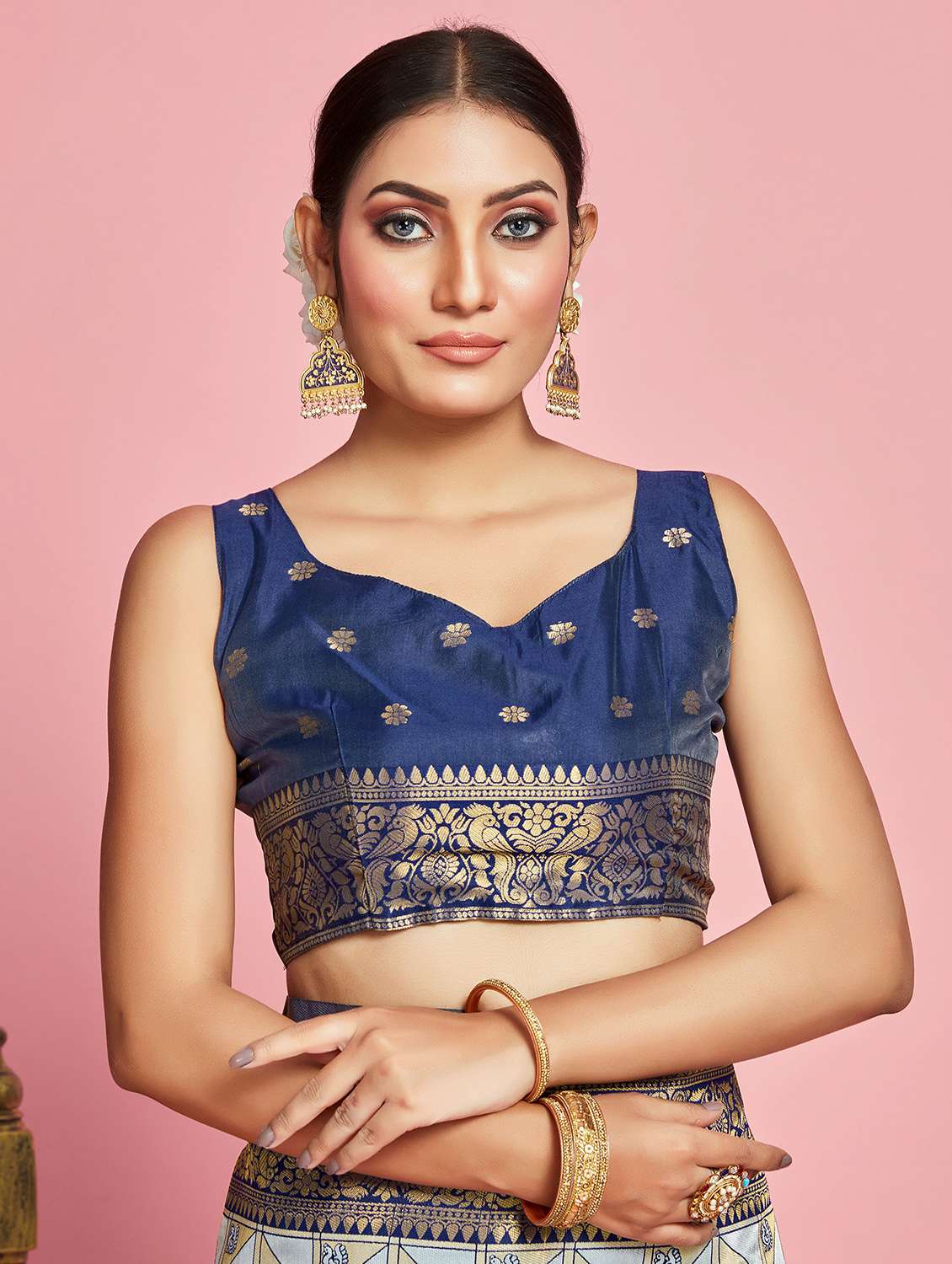 women's self design pearl grey colored saree with blouse - 20384186 -  Standard Image - 2