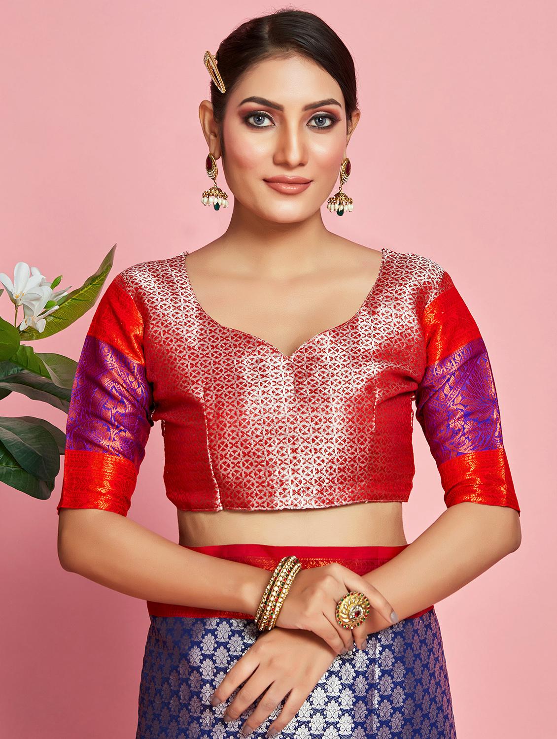 women's self design blue colored saree with blouse - 20384255 - Standard Image - 2
